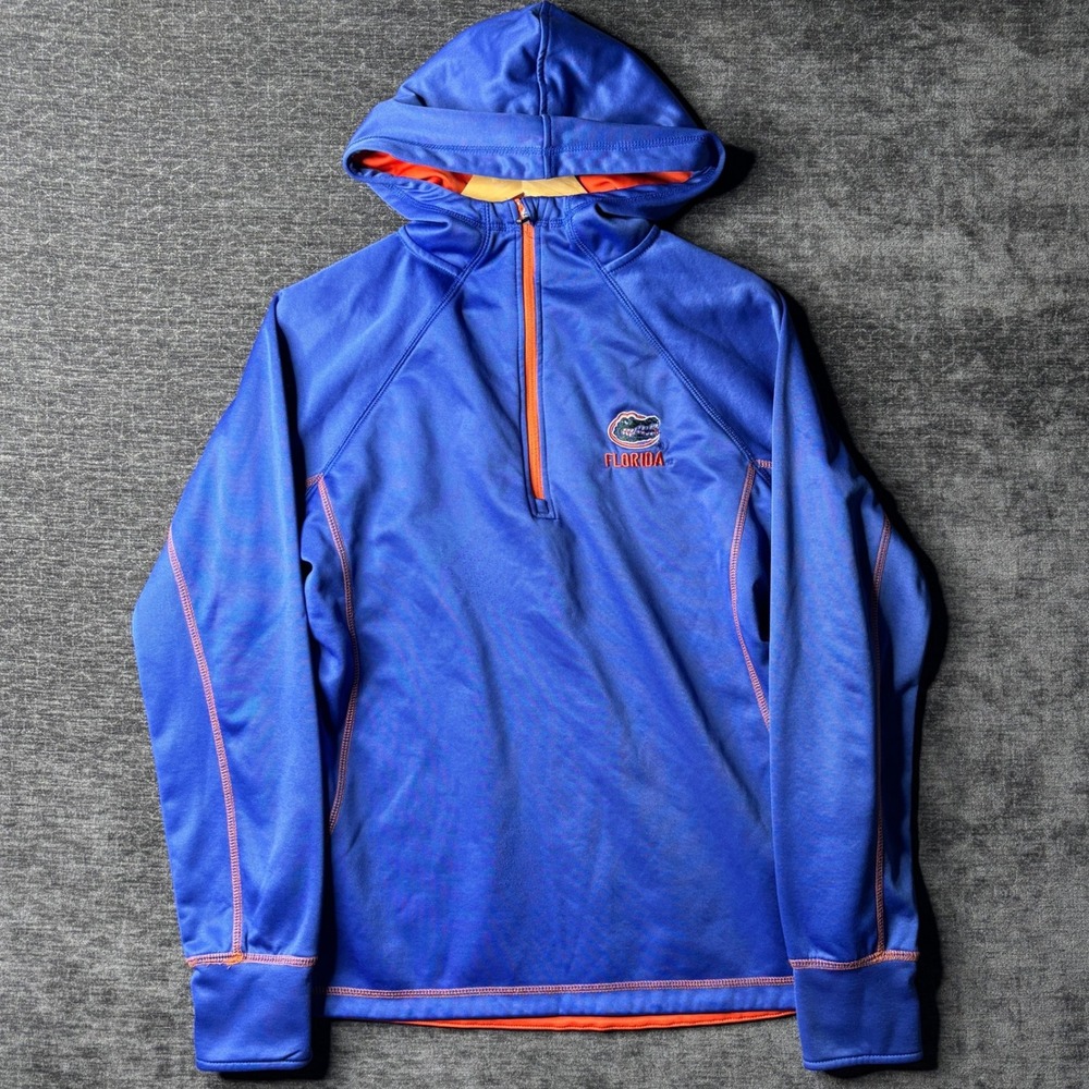 Colosseum Florida Gators Mens XL Blue Orange Quarter Zip Hoodie NCAA Sportswear
